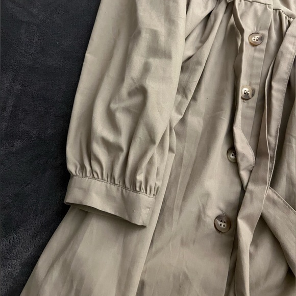 NEW button through mini cotton shirt dress with ruched waist - Picture 6 of 7